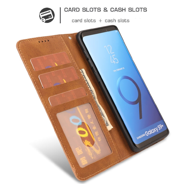 For Samsung Galaxy S9+ Fantasy Classic Skin-feel Calfskin Texture Magnetic Buckle Horizontal Flip PU Leather Case with Holder & Card Slot & Wallet