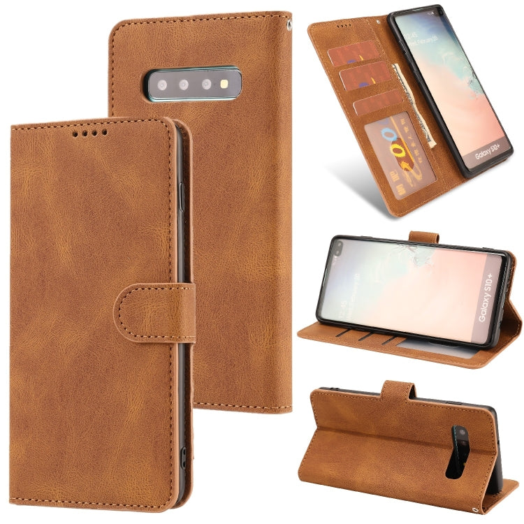 For Samsung Galaxy S10 Fantasy Classic Skin-feel Calfskin Texture Magnetic Buckle Horizontal Flip PU Leather Case with Holder & Card Slot & Wallet