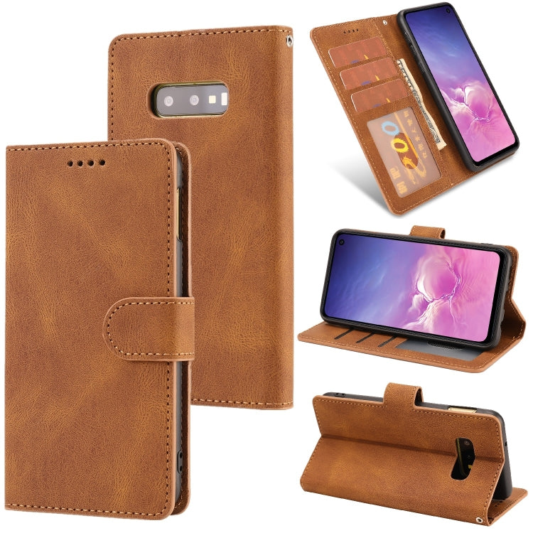 For Samsung Galaxy S10e Fantasy Classic Skin-feel Calfskin Texture Magnetic Buckle Horizontal Flip PU Leather Case with Holder & Card Slot & Wallet