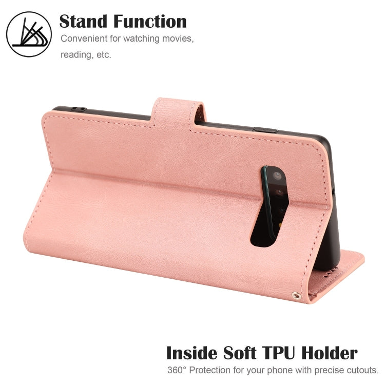 For Samsung Galaxy S10+ Fantasy Classic Skin-feel Calfskin Texture Magnetic Buckle Horizontal Flip PU Leather Case with Holder & Card Slot & Wallet
