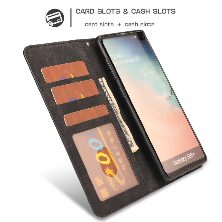 For Samsung Galaxy S10+ Fantasy Classic Skin-feel Calfskin Texture Magnetic Buckle Horizontal Flip PU Leather Case with Holder & Card Slot & Wallet