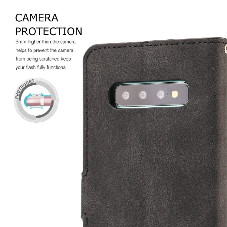 For Samsung Galaxy S10+ Fantasy Classic Skin-feel Calfskin Texture Magnetic Buckle Horizontal Flip PU Leather Case with Holder & Card Slot & Wallet