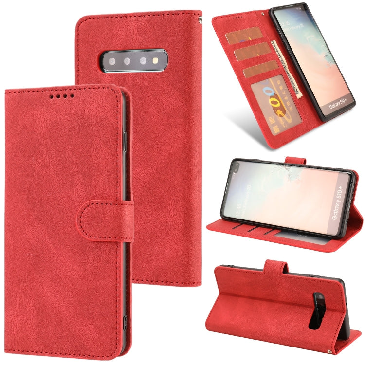 For Samsung Galaxy S10+ Fantasy Classic Skin-feel Calfskin Texture Magnetic Buckle Horizontal Flip PU Leather Case with Holder & Card Slot & Wallet