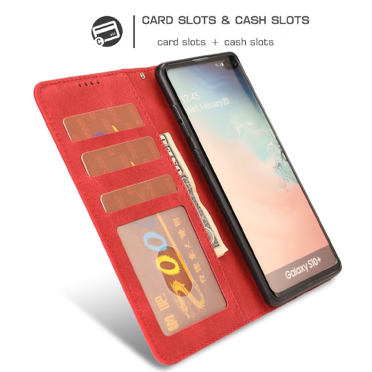 For Samsung Galaxy S10+ Fantasy Classic Skin-feel Calfskin Texture Magnetic Buckle Horizontal Flip PU Leather Case with Holder & Card Slot & Wallet