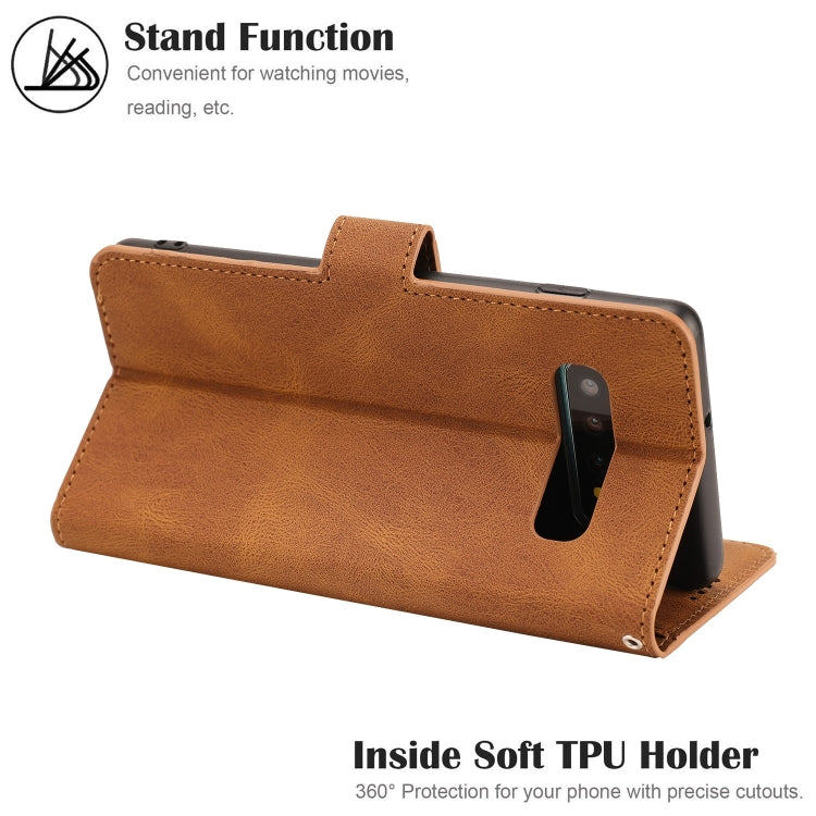 For Samsung Galaxy S10+ Fantasy Classic Skin-feel Calfskin Texture Magnetic Buckle Horizontal Flip PU Leather Case with Holder & Card Slot & Wallet