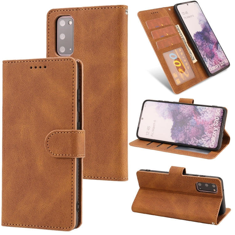 For Samsung Galaxy S20 Fantasy Classic Skin-feel Calfskin Texture Magnetic Buckle Horizontal Flip PU Leather Case with Holder & Card Slot & Wallet