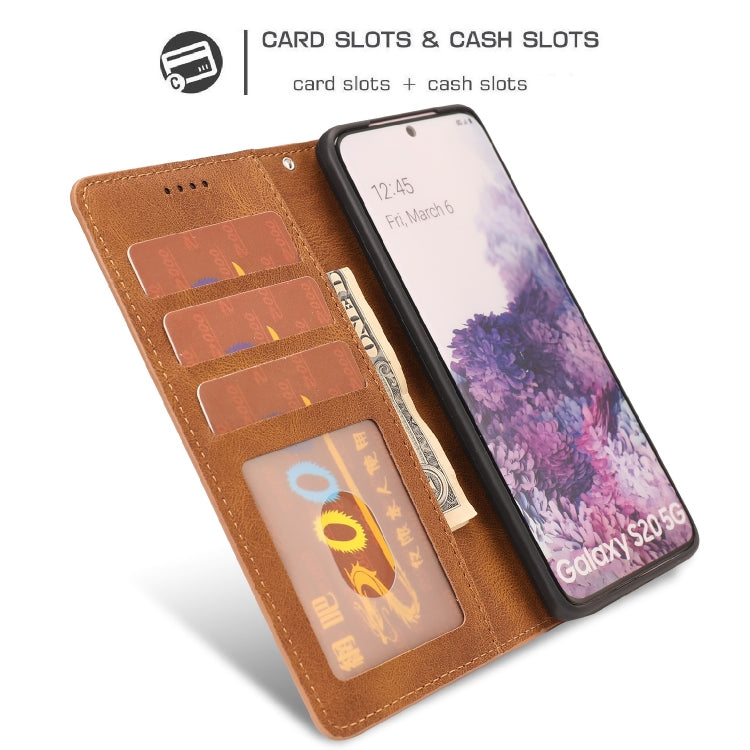 For Samsung Galaxy S20 Fantasy Classic Skin-feel Calfskin Texture Magnetic Buckle Horizontal Flip PU Leather Case with Holder & Card Slot & Wallet