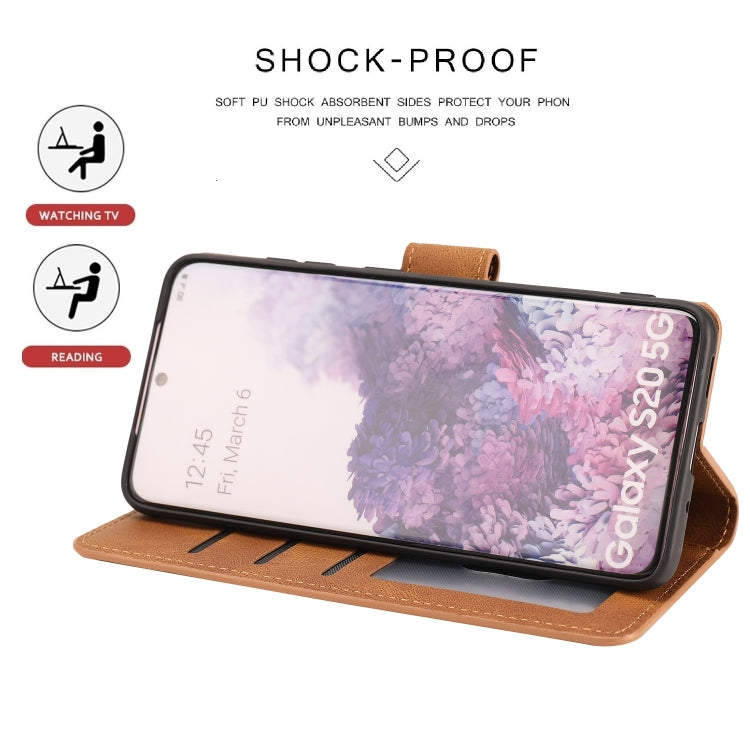 For Samsung Galaxy S20 Fantasy Classic Skin-feel Calfskin Texture Magnetic Buckle Horizontal Flip PU Leather Case with Holder & Card Slot & Wallet