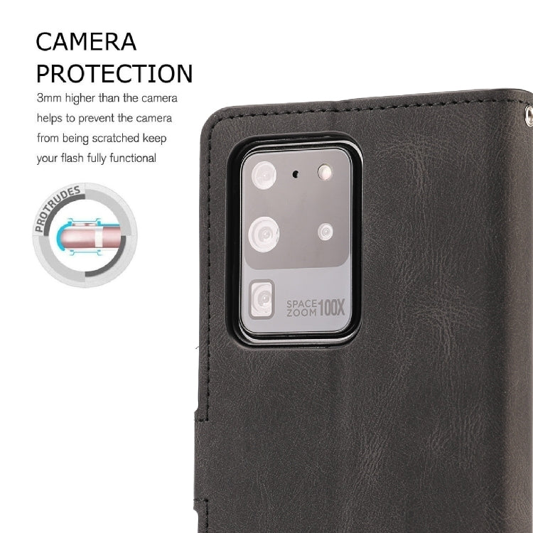 For Samsung Galaxy S20 Ultra Fantasy Classic Skin-feel Calfskin Texture Magnetic Buckle Horizontal Flip PU Leather Case with Holder & Card Slot & Wallet