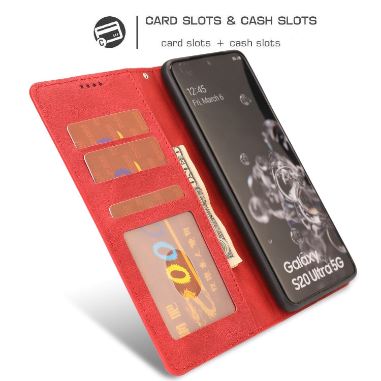 For Samsung Galaxy S20 Ultra Fantasy Classic Skin-feel Calfskin Texture Magnetic Buckle Horizontal Flip PU Leather Case with Holder & Card Slot & Wallet