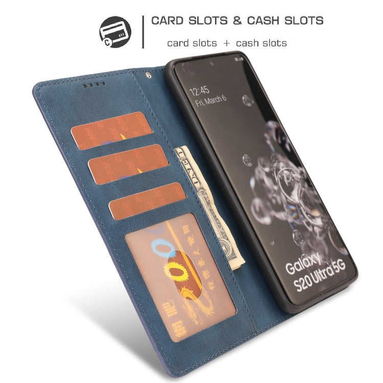 For Samsung Galaxy S20 Ultra Fantasy Classic Skin-feel Calfskin Texture Magnetic Buckle Horizontal Flip PU Leather Case with Holder & Card Slot & Wallet