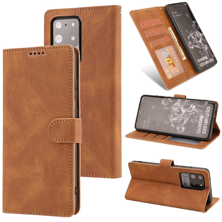 For Samsung Galaxy S20 Ultra Fantasy Classic Skin-feel Calfskin Texture Magnetic Buckle Horizontal Flip PU Leather Case with Holder & Card Slot & Wallet