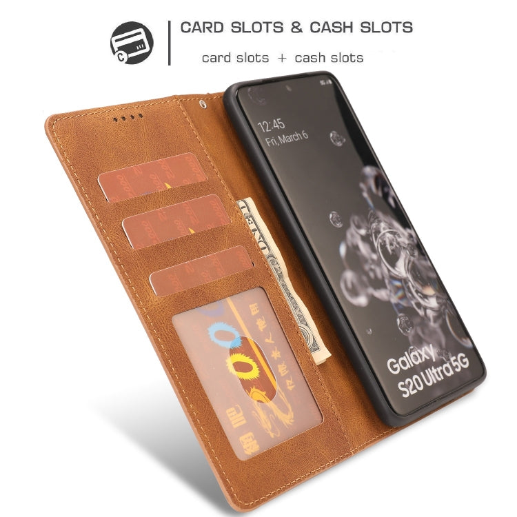 For Samsung Galaxy S20 Ultra Fantasy Classic Skin-feel Calfskin Texture Magnetic Buckle Horizontal Flip PU Leather Case with Holder & Card Slot & Wallet