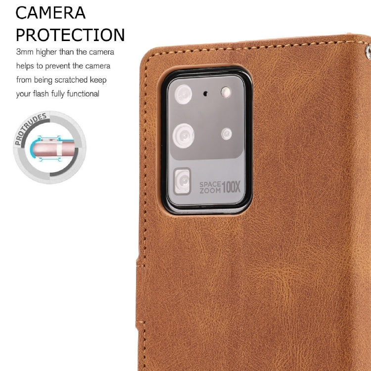 For Samsung Galaxy S20 Ultra Fantasy Classic Skin-feel Calfskin Texture Magnetic Buckle Horizontal Flip PU Leather Case with Holder & Card Slot & Wallet