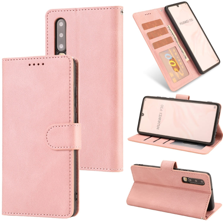 For Huawei P30 Fantasy Classic Skin-feel Calfskin Texture Magnetic Buckle Horizontal Flip PU Leather Case with Holder & Card Slot & Wallet