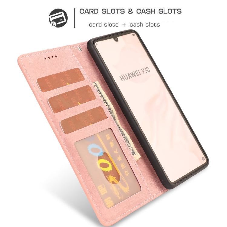 For Huawei P30 Fantasy Classic Skin-feel Calfskin Texture Magnetic Buckle Horizontal Flip PU Leather Case with Holder & Card Slot & Wallet