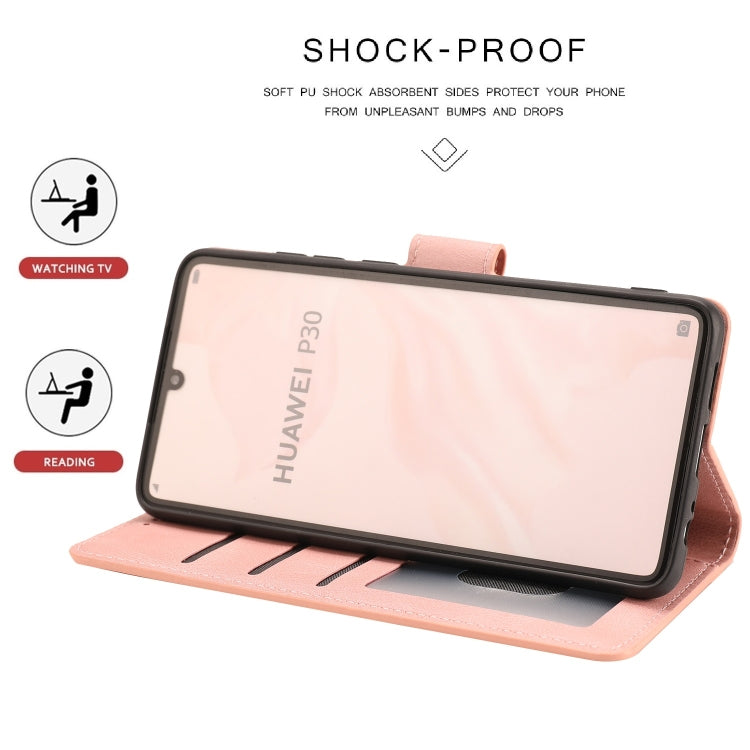 For Huawei P30 Fantasy Classic Skin-feel Calfskin Texture Magnetic Buckle Horizontal Flip PU Leather Case with Holder & Card Slot & Wallet