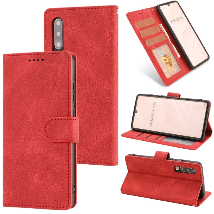 For Huawei P30 Fantasy Classic Skin-feel Calfskin Texture Magnetic Buckle Horizontal Flip PU Leather Case with Holder & Card Slot & Wallet