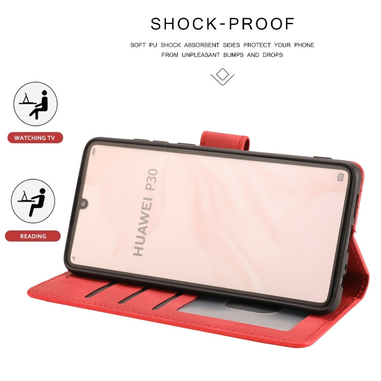 For Huawei P30 Fantasy Classic Skin-feel Calfskin Texture Magnetic Buckle Horizontal Flip PU Leather Case with Holder & Card Slot & Wallet