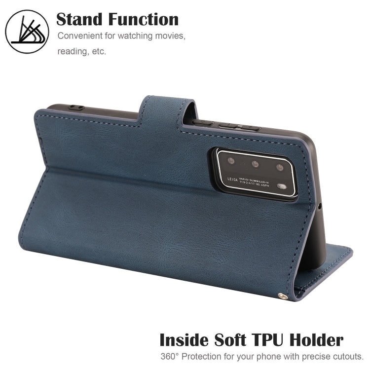 For Huawei P40 Fantasy Classic Skin-feel Calfskin Texture Magnetic Buckle Horizontal Flip PU Leather Case with Holder & Card Slot & Wallet