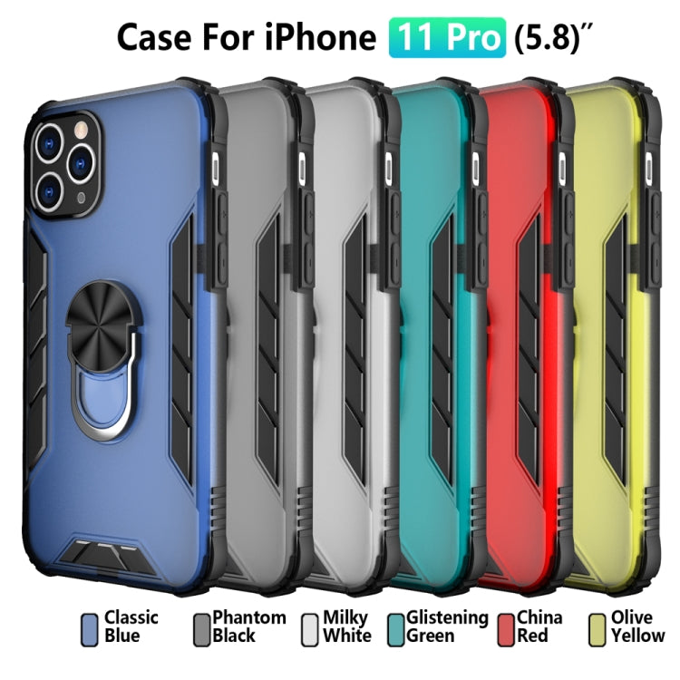 For iPhone 11 Pro Magnetic Frosted PC + Matte TPU Shockproof Casewith Ring Holder