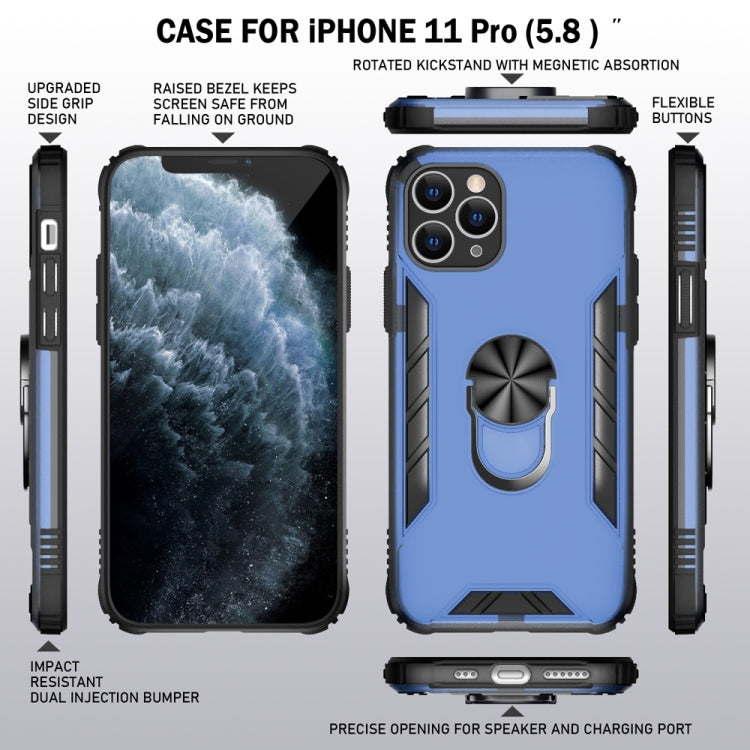 For iPhone 11 Pro Magnetic Frosted PC + Matte TPU Shockproof Casewith Ring Holder