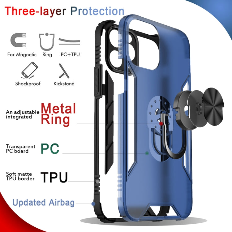 For iPhone 11 Pro Magnetic Frosted PC + Matte TPU Shockproof Casewith Ring Holder