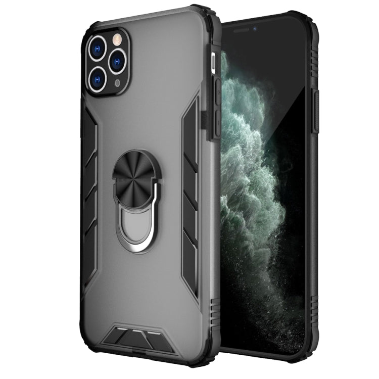 For iPhone 11 Pro Max Magnetic Frosted PC + Matte TPU Shockproof Case with Ring Holder