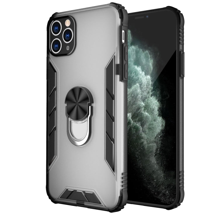 For iPhone 11 Pro Max Magnetic Frosted PC + Matte TPU Shockproof Case with Ring Holder