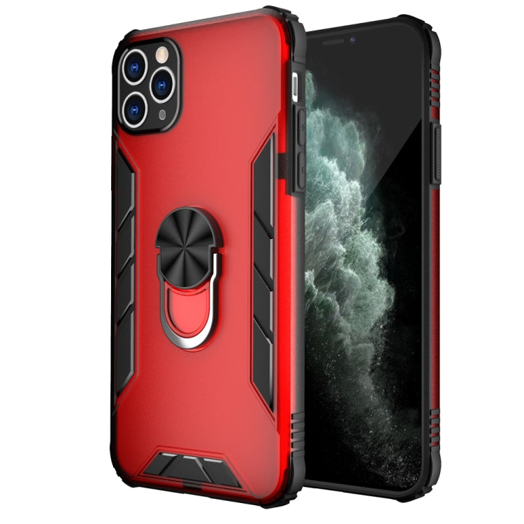 For iPhone 11 Pro Max Magnetic Frosted PC + Matte TPU Shockproof Case with Ring Holder