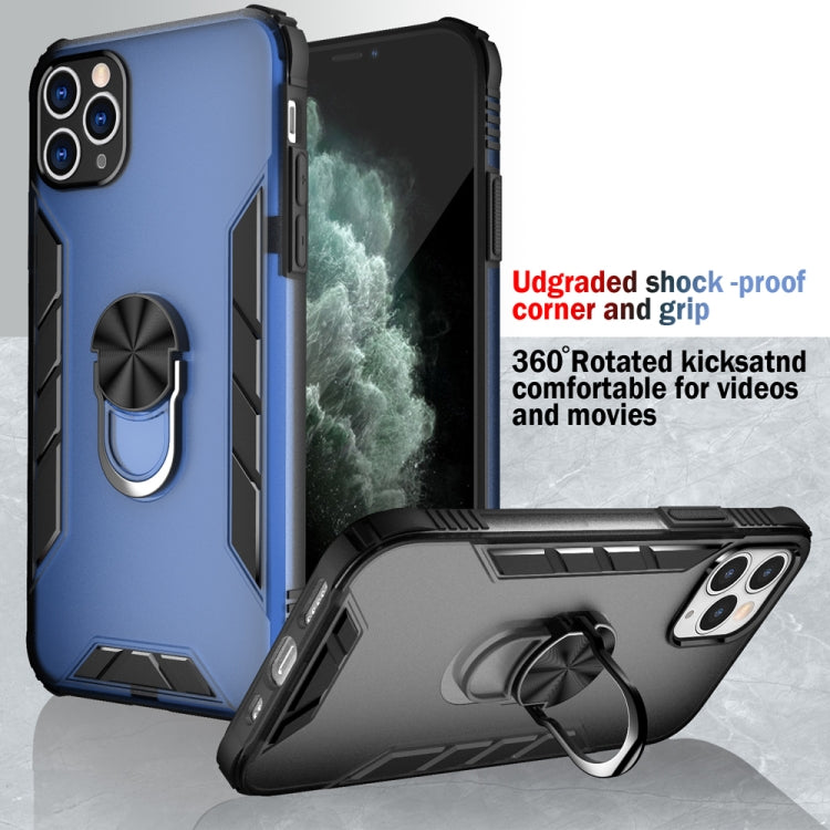 For iPhone 11 Pro Max Magnetic Frosted PC + Matte TPU Shockproof Case with Ring Holder