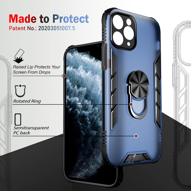 For iPhone 11 Pro Max Magnetic Frosted PC + Matte TPU Shockproof Case with Ring Holder