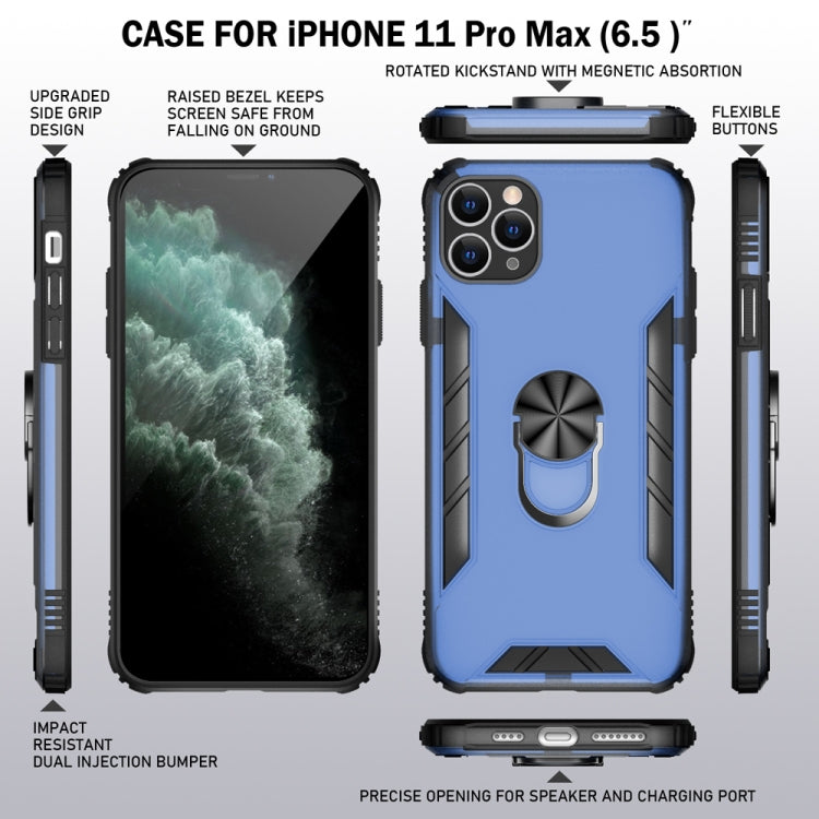 For iPhone 11 Pro Max Magnetic Frosted PC + Matte TPU Shockproof Case with Ring Holder