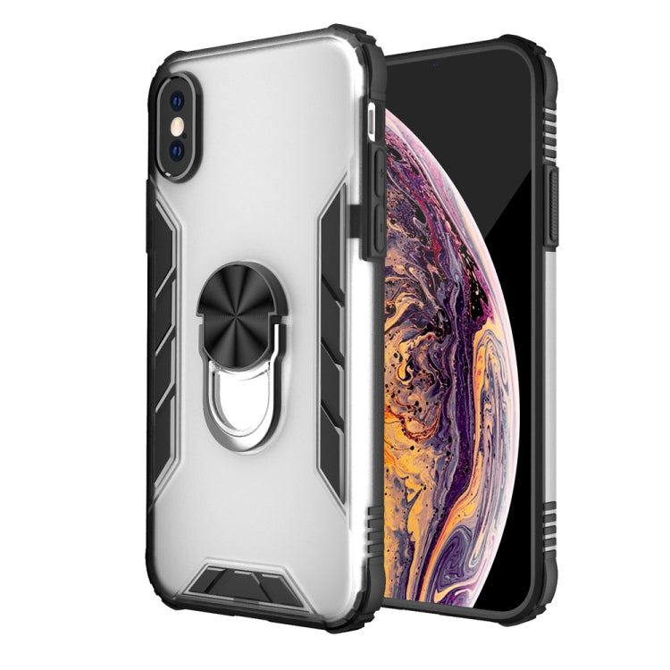 For iPhone X / XS Magnetic Frosted PC + Matte TPU Shockproof Case with Ring Holder