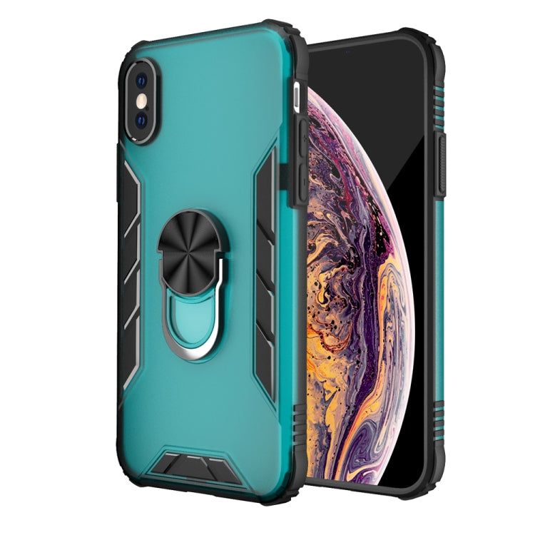 For iPhone X / XS Magnetic Frosted PC + Matte TPU Shockproof Case with Ring Holder