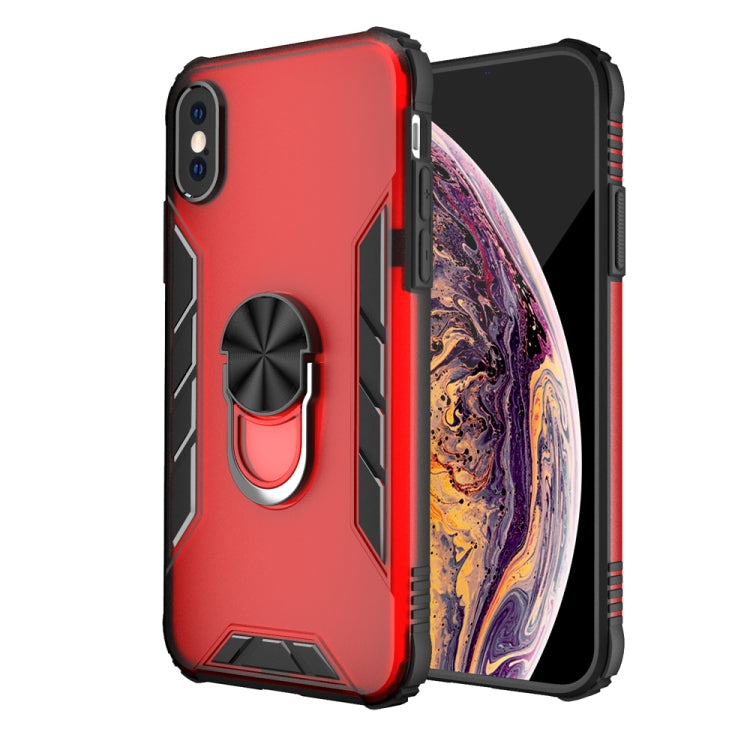 For iPhone X / XS Magnetic Frosted PC + Matte TPU Shockproof Case with Ring Holder