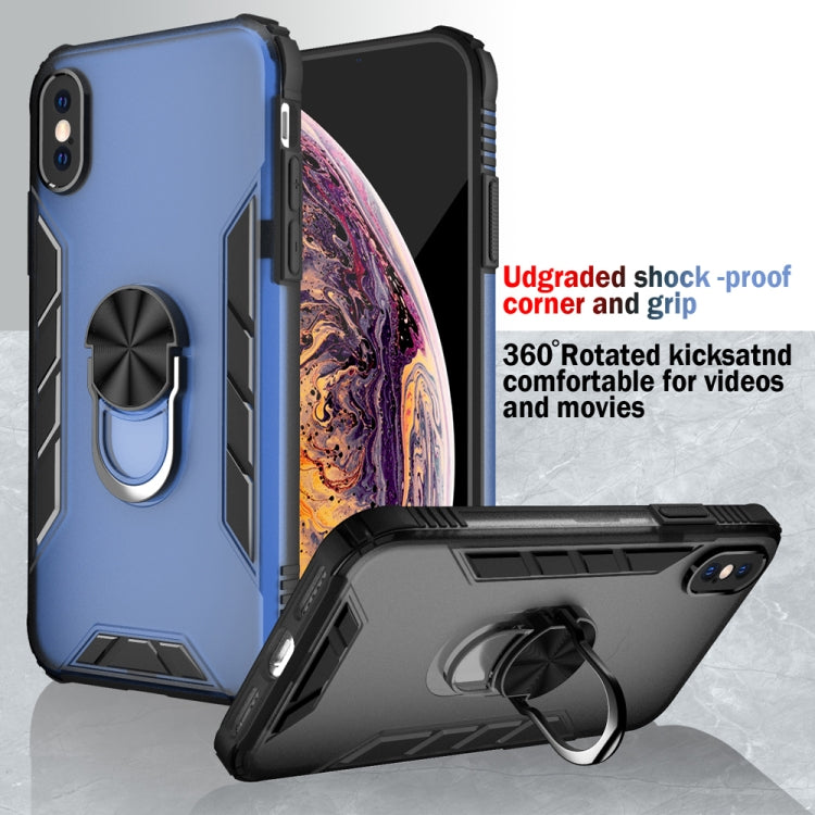 For iPhone X / XS Magnetic Frosted PC + Matte TPU Shockproof Case with Ring Holder