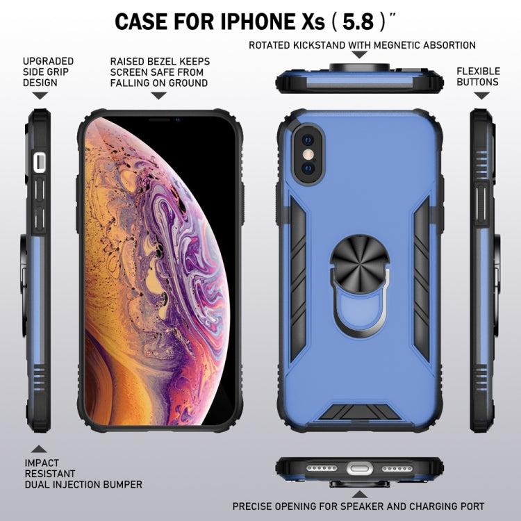 For iPhone X / XS Magnetic Frosted PC + Matte TPU Shockproof Case with Ring Holder
