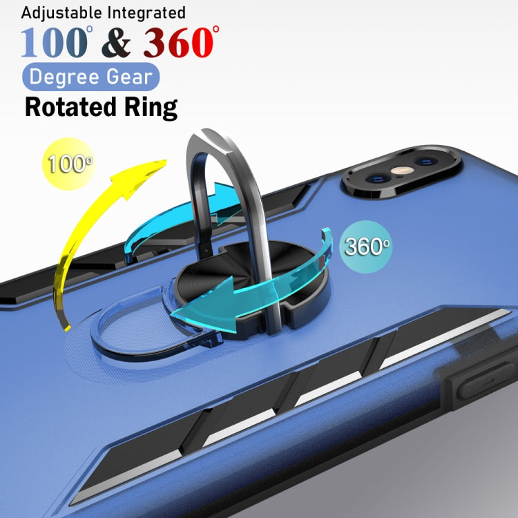 For iPhone X / XS Magnetic Frosted PC + Matte TPU Shockproof Case with Ring Holder