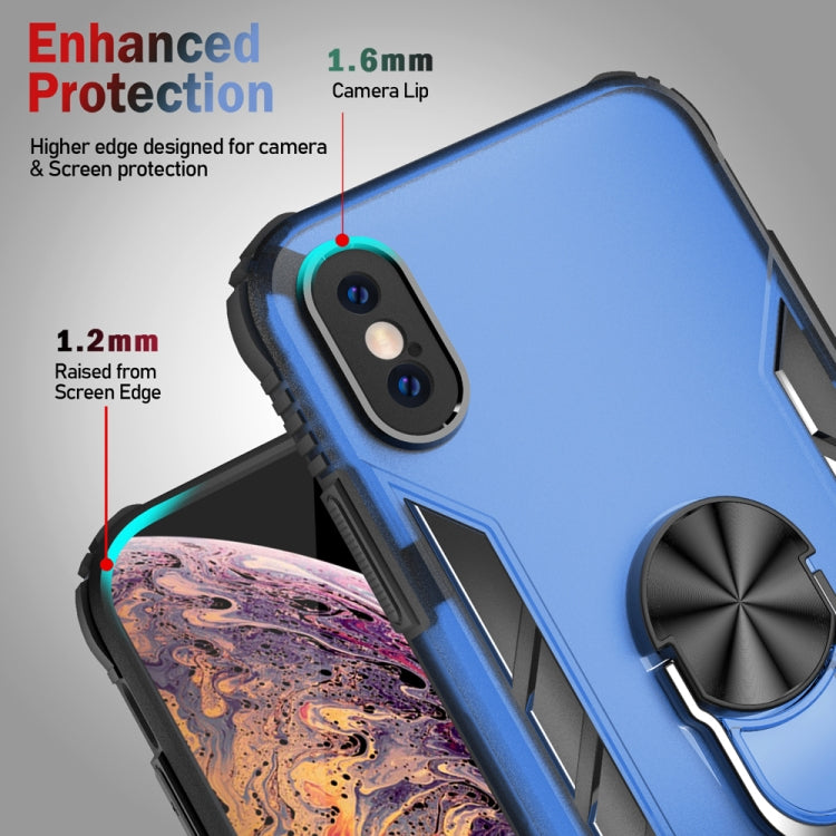 For iPhone X / XS Magnetic Frosted PC + Matte TPU Shockproof Case with Ring Holder