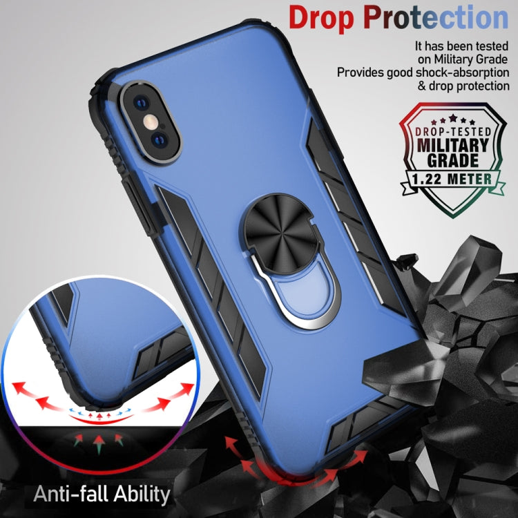 For iPhone X / XS Magnetic Frosted PC + Matte TPU Shockproof Case with Ring Holder