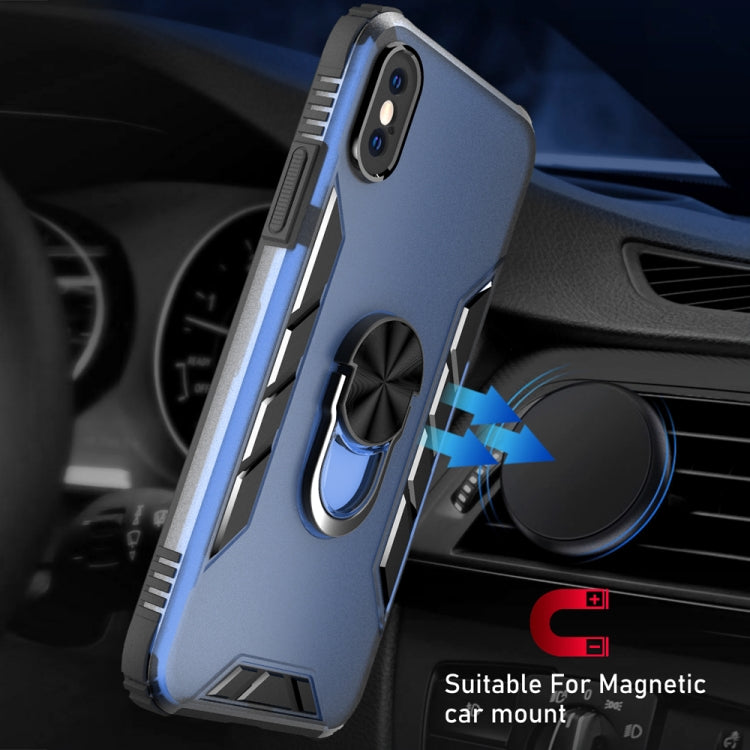 For iPhone X / XS Magnetic Frosted PC + Matte TPU Shockproof Case with Ring Holder