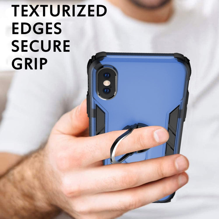 For iPhone X / XS Magnetic Frosted PC + Matte TPU Shockproof Case with Ring Holder