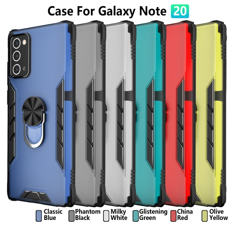 For Samsung Galaxy Note20 Magnetic Frosted PC + Matte TPU Shockproof Case with Ring Holder