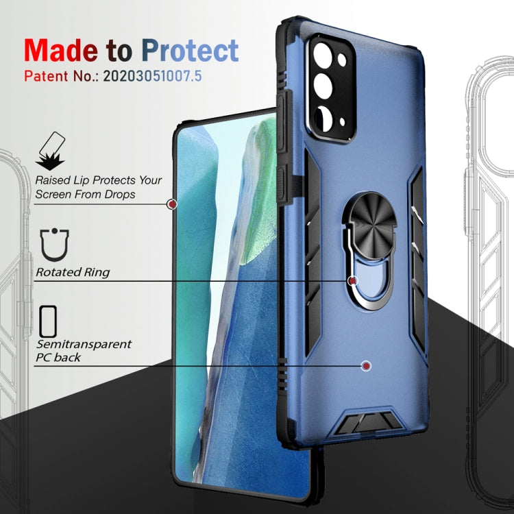 For Samsung Galaxy Note20 Magnetic Frosted PC + Matte TPU Shockproof Case with Ring Holder