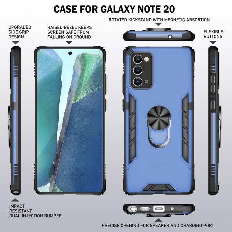 For Samsung Galaxy Note20 Magnetic Frosted PC + Matte TPU Shockproof Case with Ring Holder