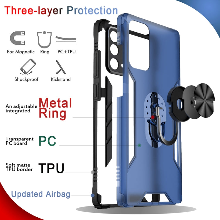 For Samsung Galaxy Note20 Magnetic Frosted PC + Matte TPU Shockproof Case with Ring Holder