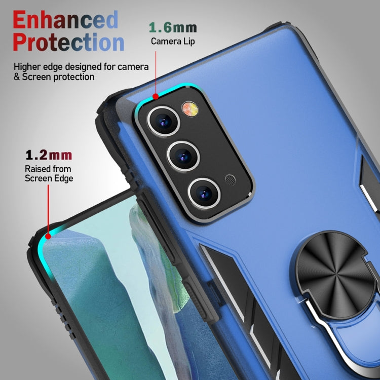 For Samsung Galaxy Note20 Magnetic Frosted PC + Matte TPU Shockproof Case with Ring Holder