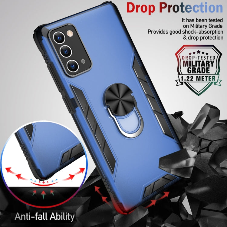 For Samsung Galaxy Note20 Magnetic Frosted PC + Matte TPU Shockproof Case with Ring Holder