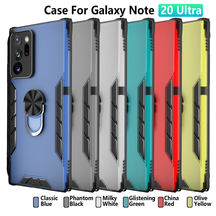 For Samsung Galaxy Note20 Ultra Magnetic Frosted PC + Matte TPU Shockproof Case with Ring Holder